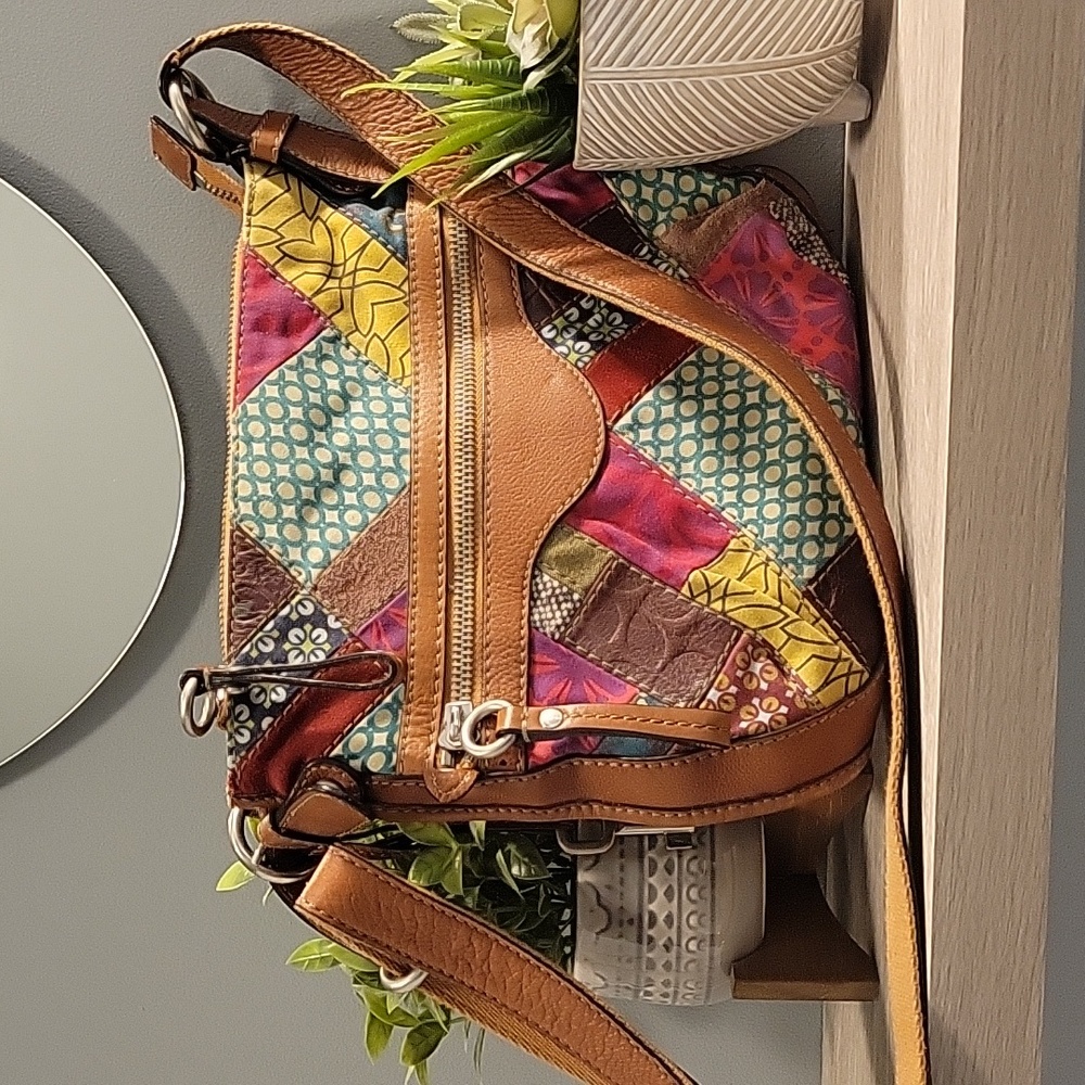 Fossil Vintage Crossbody Leather &  Mutli Color Patchwork Bag